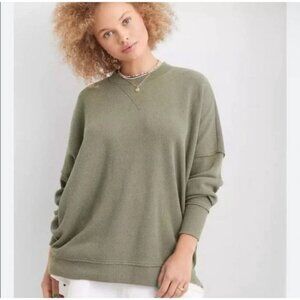 Aerie Olive Green Long Sleeve Crewneck Pullover Sweatshirt Women’s Size Small